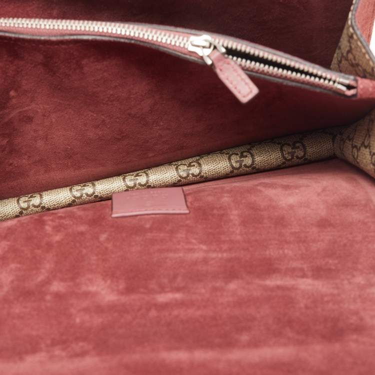 Pre Owned Gucci Old Rose/Beige GG Supreme Canvas and Suede Small Blooms Dionysus Shoulder Bag