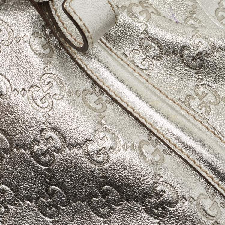 Pre Owned Gucci Silver Guccissima Leather Britt Boston Bag