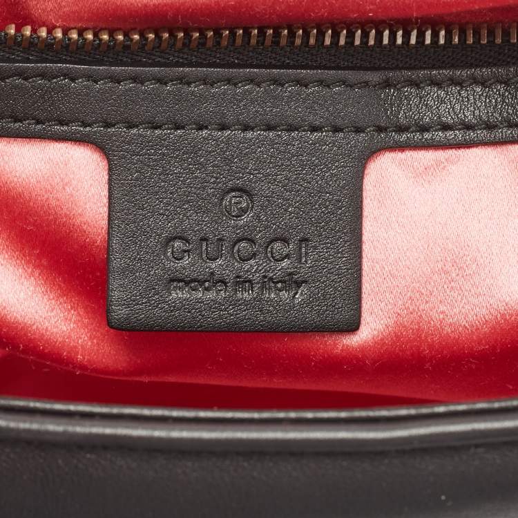 Pre Owned Gucci Black/White Matelassé Leather Small GG Marmont Shoulder Bag