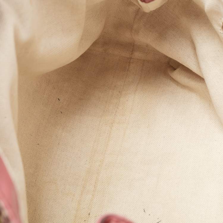 Pre Owned Gucci Beige/Pink GG Canvas and Leather Medium Sukey Tote