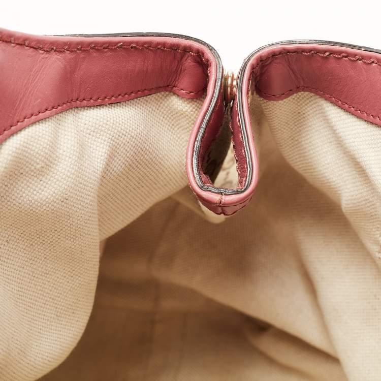 Pre Owned Gucci Beige/Pink GG Canvas and Leather Medium Sukey Tote