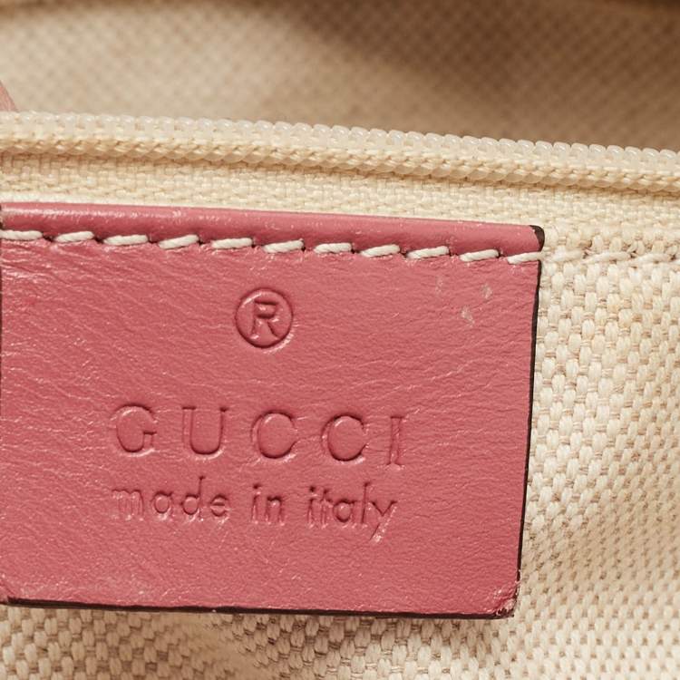Pre Owned Gucci Beige/Pink GG Canvas and Leather Medium Sukey Tote