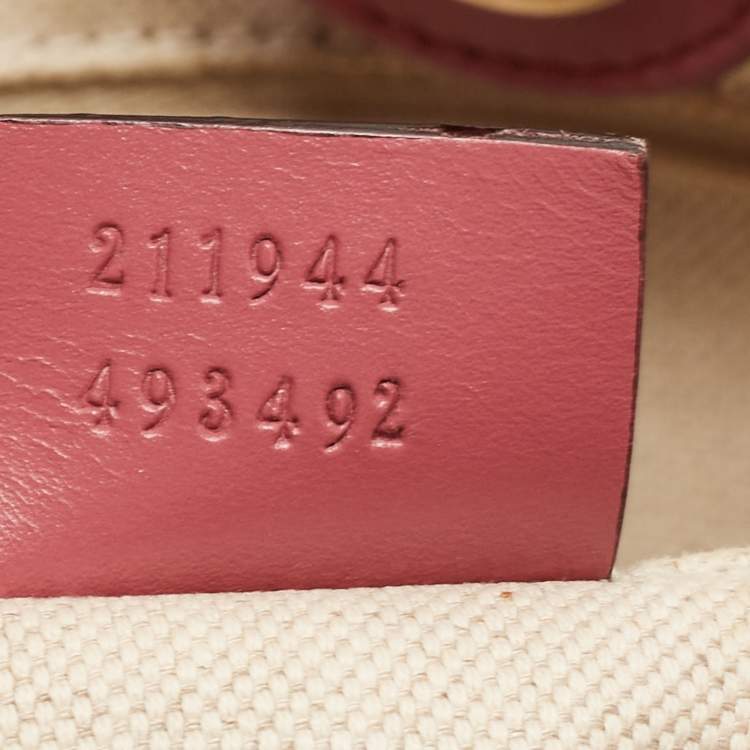 Pre Owned Gucci Beige/Pink GG Canvas and Leather Medium Sukey Tote
