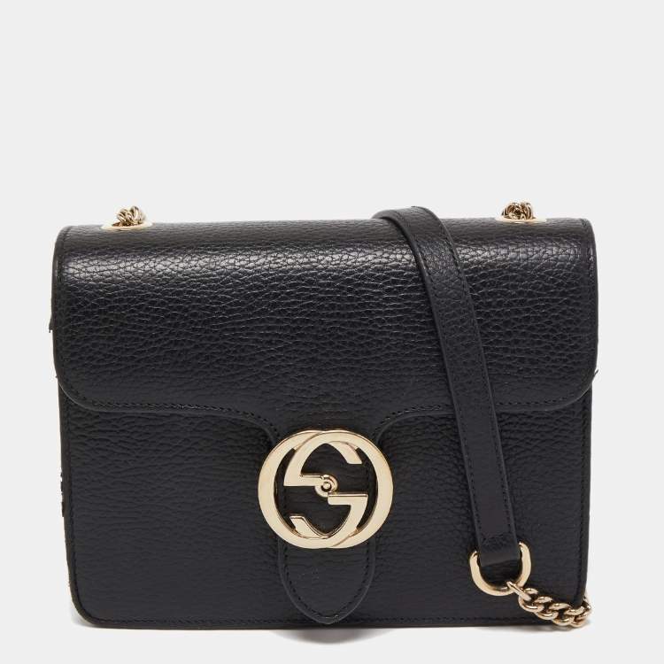 Gucci Black Leather Dollar Interlocking G Crossbody Bag Gucci | The ...