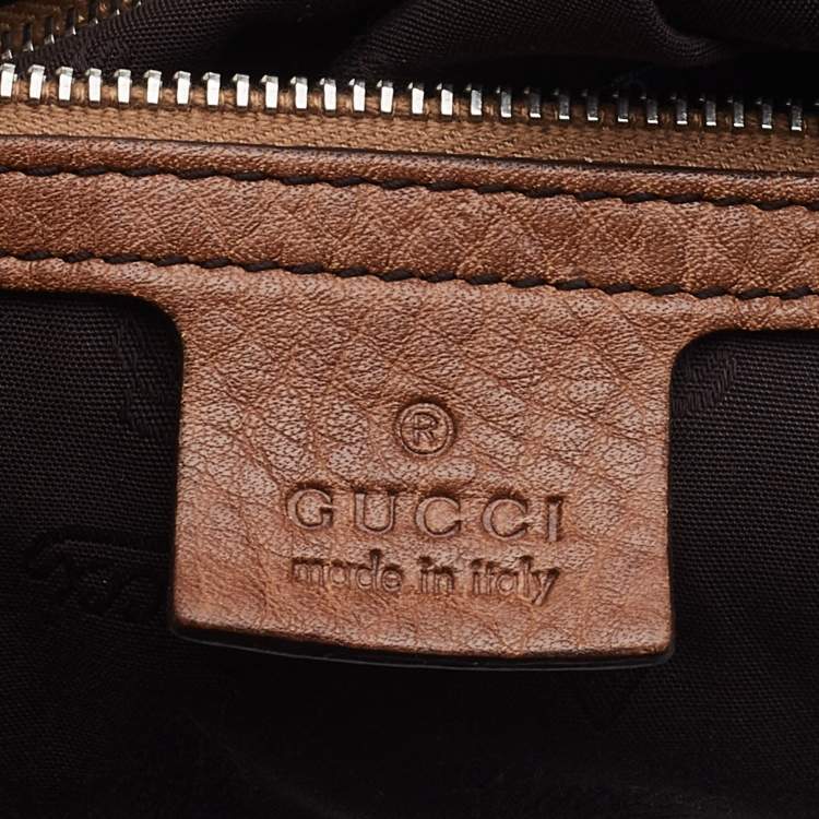 مملوكة مسبقًا Gucci Beige/Brown GG Canvas and Leather Medium Bamboo Bar Tote