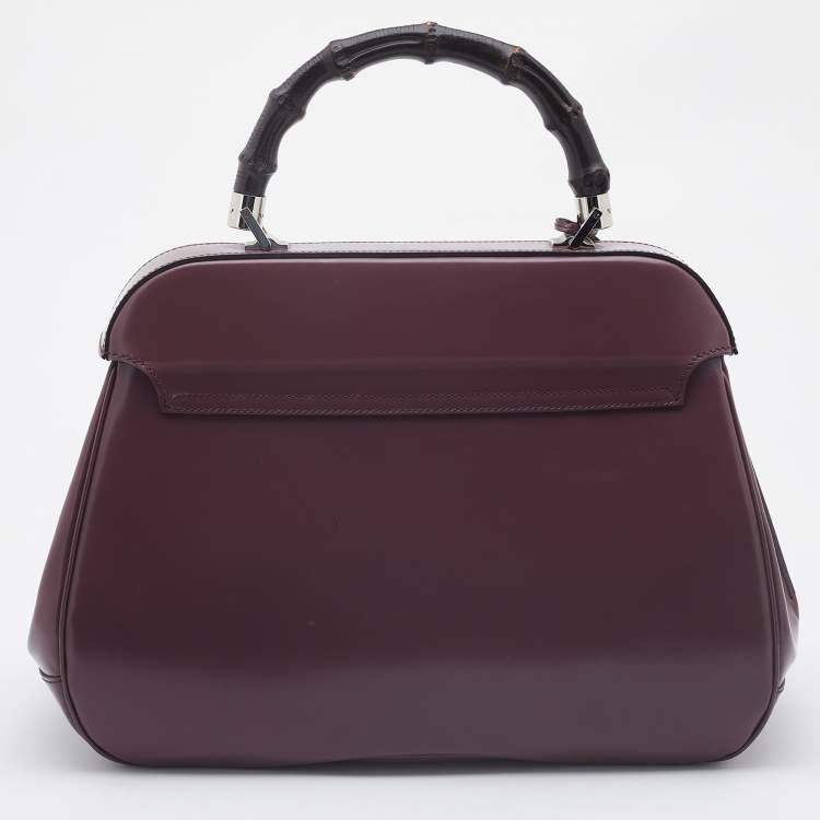 Pre Owned Gucci Old Rose Patent Leather Lady Lock Bamboo Large Top Handle Bag