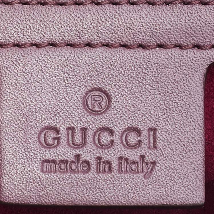 Pre Owned Gucci Old Rose Patent Leather Lady Lock Bamboo Large Top Handle Bag