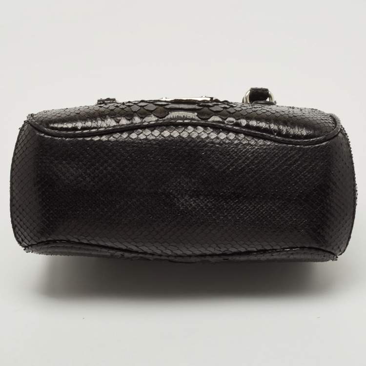 Pre Owned Gucci Black Python Lady Lock Satchel
