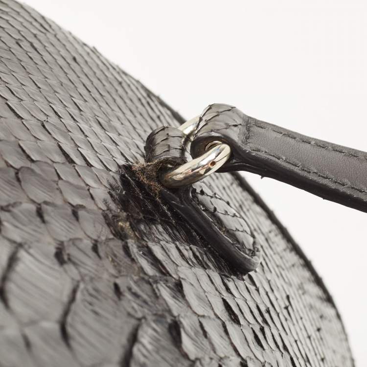 Pre Owned Gucci Black Python Lady Lock Satchel