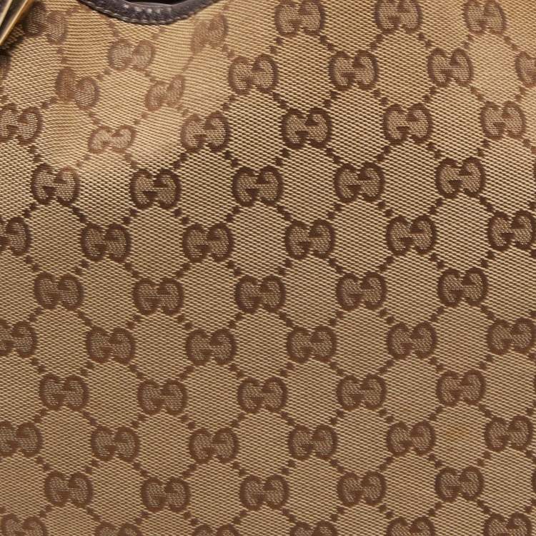 Pre Owned Gucci Beige/Brown GG Canvas and Leather Abbey D-Ring Shoulder Bag
