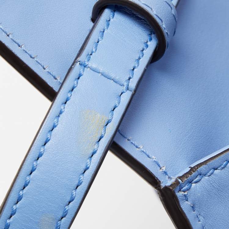 Pre Owned Gucci Light Blue Floral Embroidered Leather Medium Sylvie Top Handle Bag