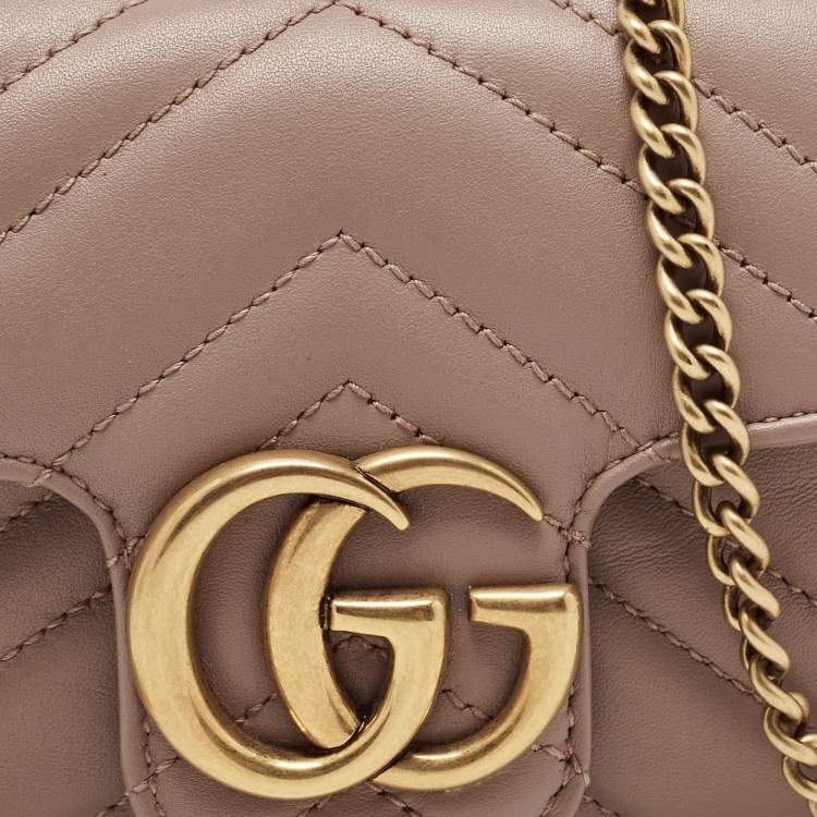مملوكة مسبقًا Gucci Old Rose Matelassé Leather Super Mini GG Marmont Shoulder Bag