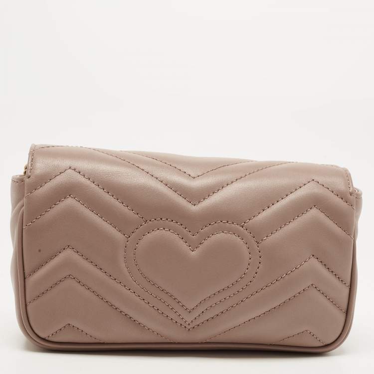 مملوكة مسبقًا Gucci Old Rose Matelassé Leather Super Mini GG Marmont Shoulder Bag