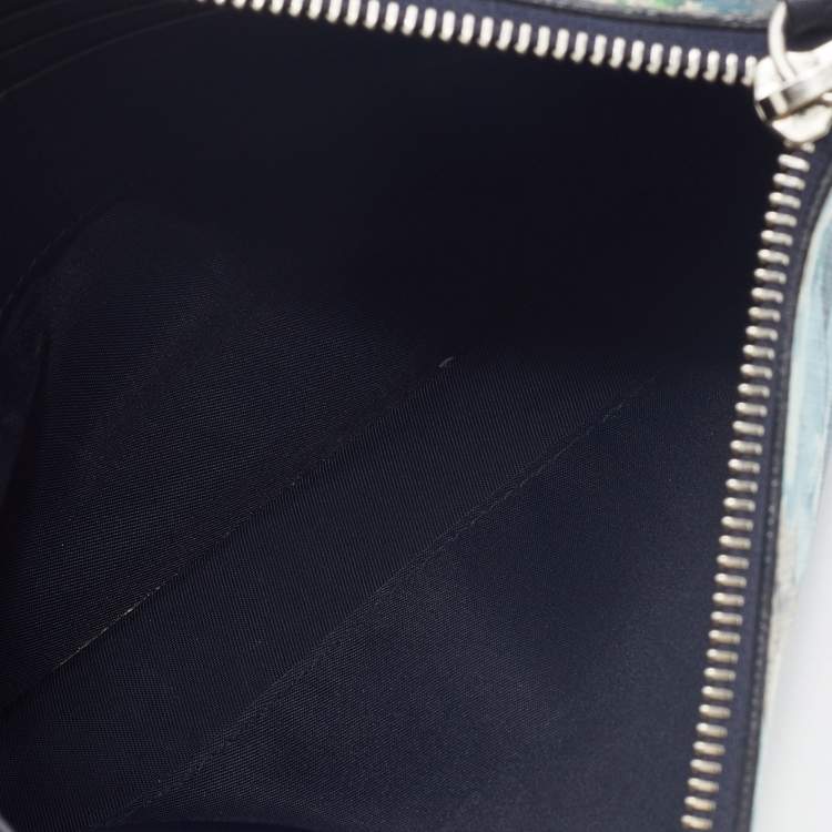 مملوكة مسبقًا Gucci Blue/Beige GG Supreme Canvas Blooms Zip Pouch