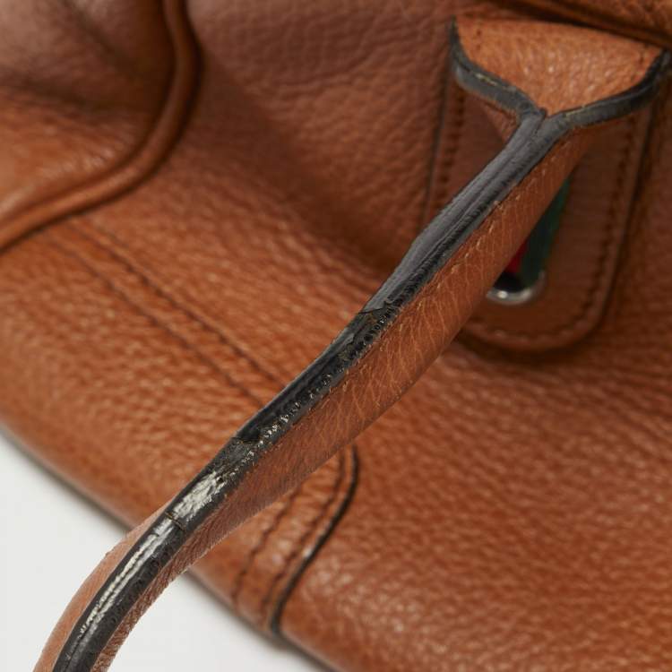 Pre Owned Gucci Brown Leather Princy Boston Bag