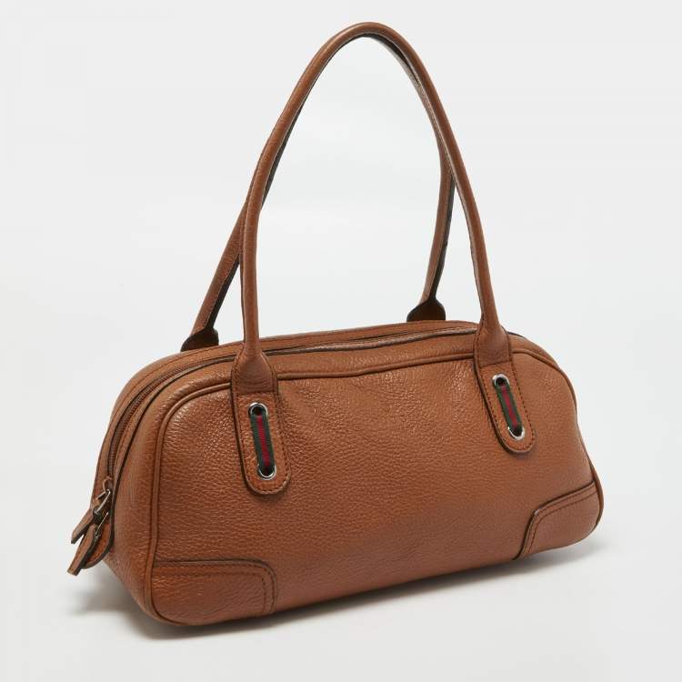 Pre Owned Gucci Brown Leather Princy Boston Bag