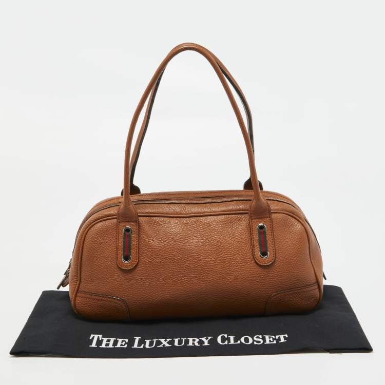 Pre Owned Gucci Brown Leather Princy Boston Bag