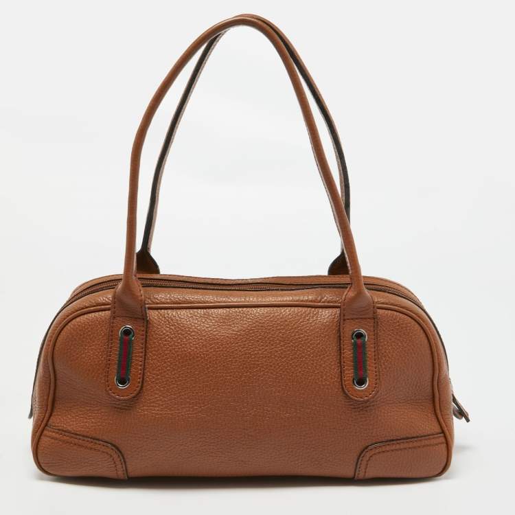 Pre Owned Gucci Brown Leather Princy Boston Bag