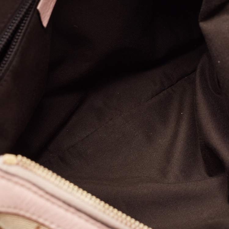 Pre Owned Gucci Beige/Pink GG Canvas and Leather Medium Messenger Bag