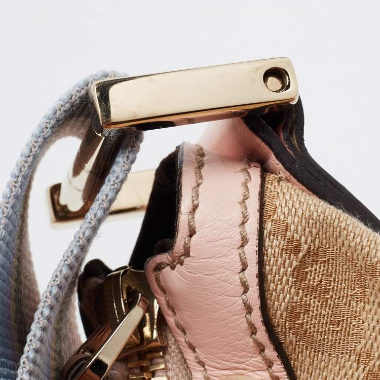 Pre Owned Gucci Beige/Pink GG Canvas and Leather Medium Messenger Bag