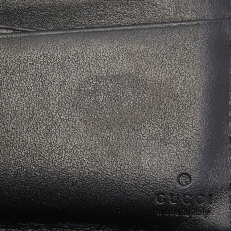 Pre Owned Gucci Black Perforated GG  Embossed Leather Bifold Wallet