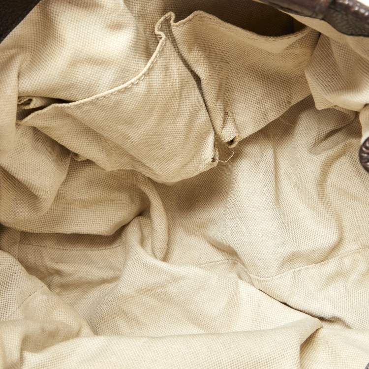 Pre Owned Gucci Beige/Ebony GG Canvas and Leather Medium Running Tote