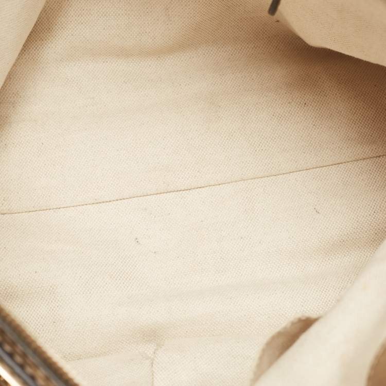 مملوكة مسبقًا Gucci Beige/Metallic Beige GG Canvas and Leather Small Bella Tote
