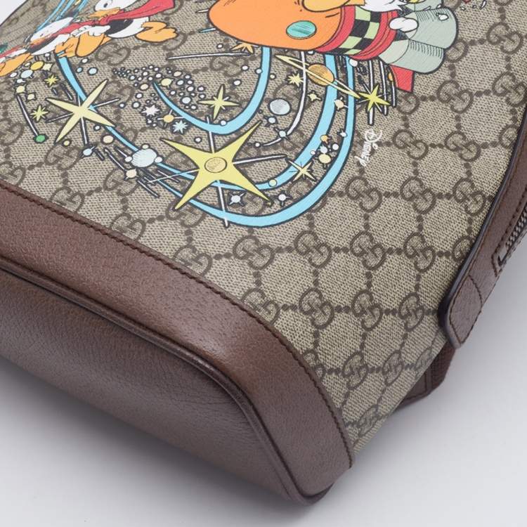 Pre Owned Gucci x Disney Beige GG Supreme Canvas and Leather Donald Duck Backpack