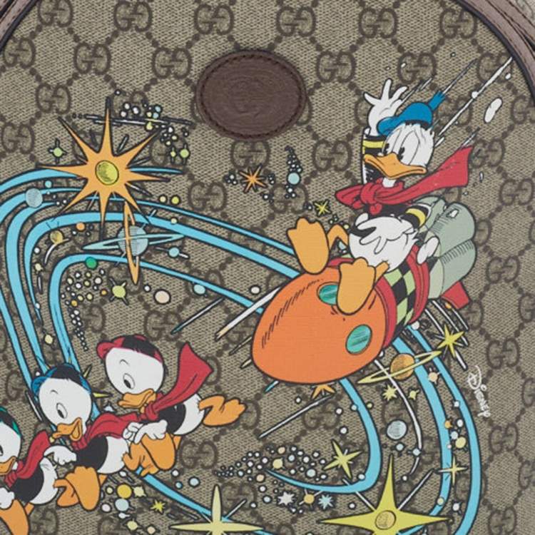 Pre Owned Gucci x Disney Beige GG Supreme Canvas and Leather Donald Duck Backpack