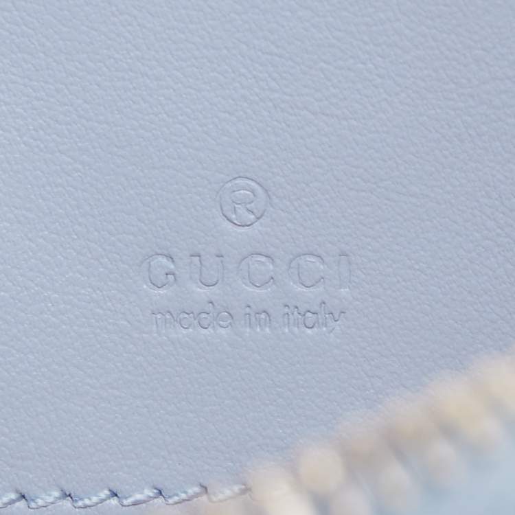 Pre Owned Gucci Light Blue Matelassé Leather GG Marmont Wristlet Pouch