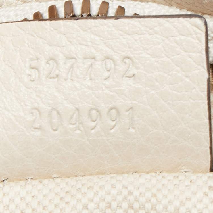 Pre Owned Gucci Off White Leather Logo Web Belt Bag
