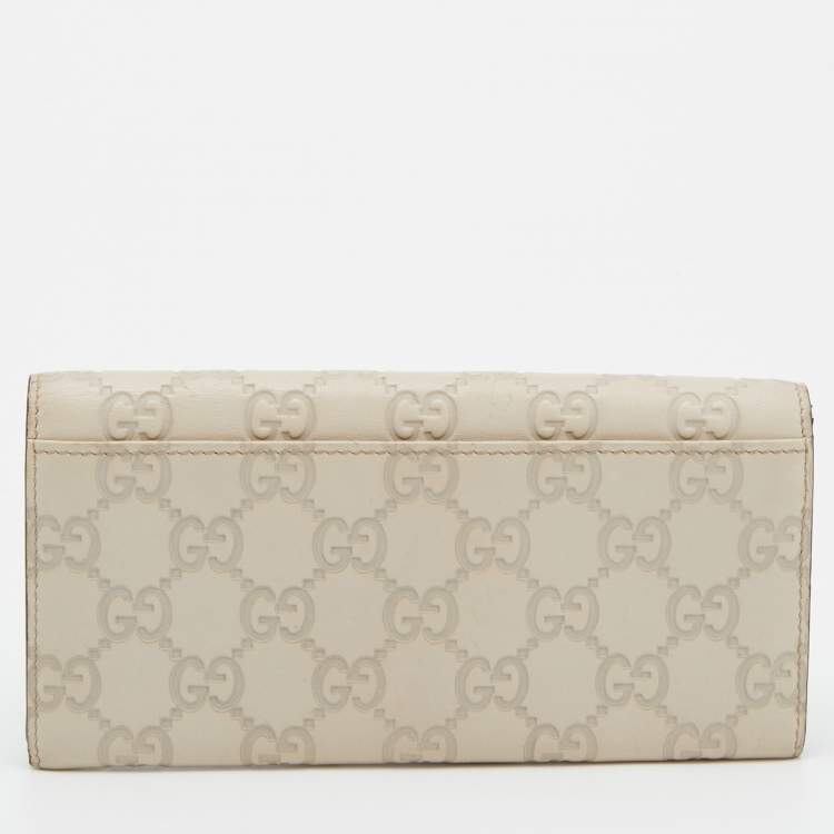 مملوكة مسبقًا Gucci Cream Guccissima Leather Flap Continental Wallet