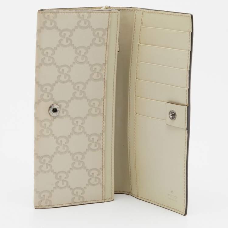 مملوكة مسبقًا Gucci Cream Guccissima Leather Flap Continental Wallet