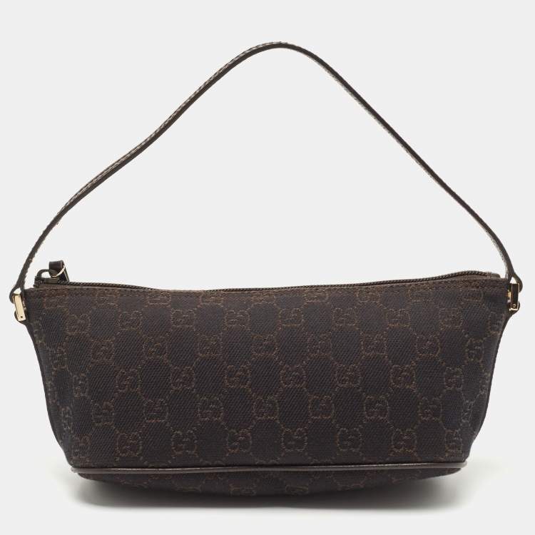 Gucci GG Canvas Boat Pochette - Brown Handle Bags, Handbags - GUC1359532