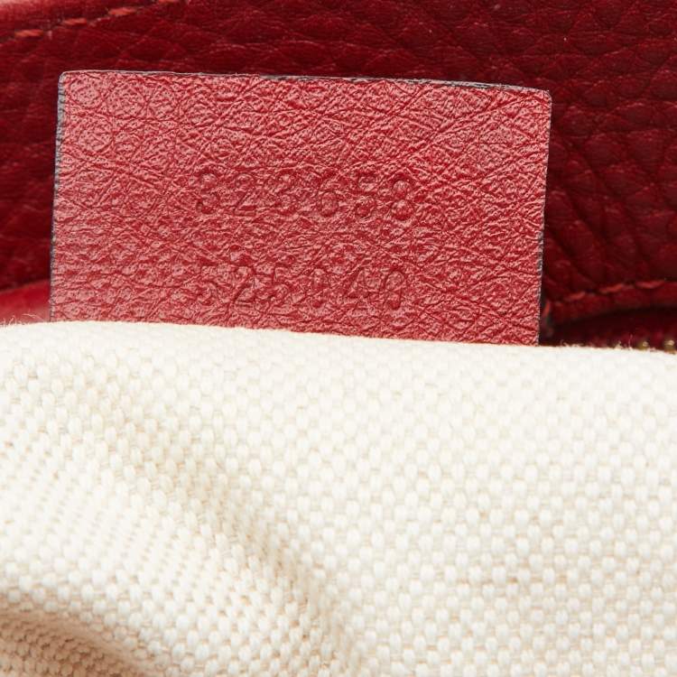 Pre Owned Gucci Red Leather Large Bamboo Shopper Tote