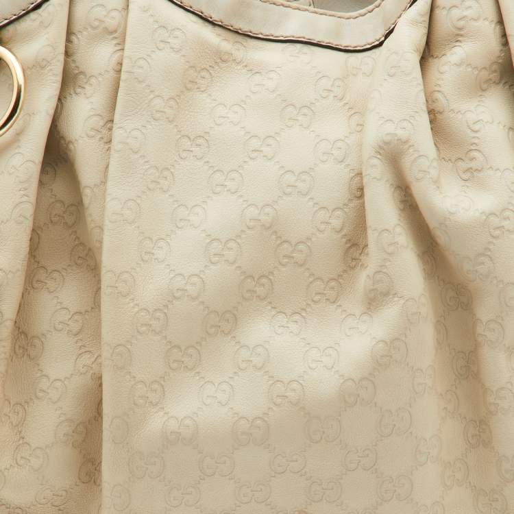 Pre Owned Gucci Off White Guccissima Leather Large Sukey Tote