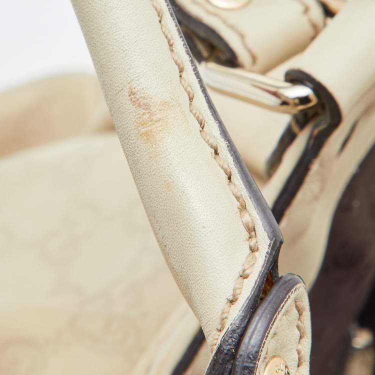 Pre Owned Gucci Off White Guccissima Leather Large Sukey Tote