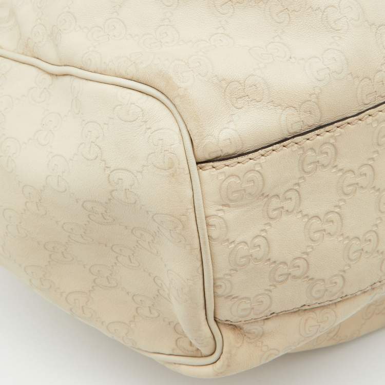 Pre Owned Gucci Off White Guccissima Leather Large Sukey Tote