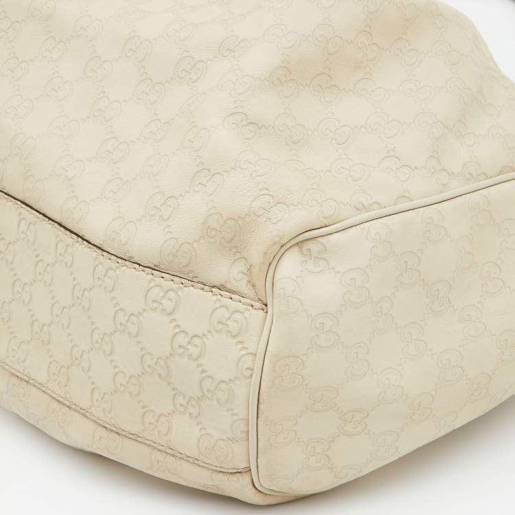 Pre Owned Gucci Off White Guccissima Leather Large Sukey Tote
