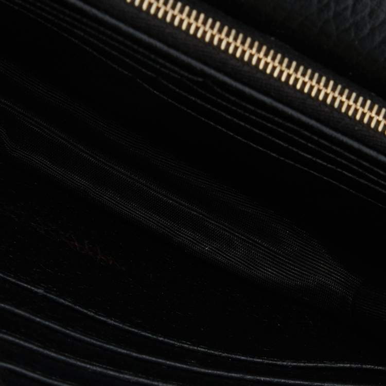 Pre Owned Gucci Black Leather Interlocking G Wallet On Chain