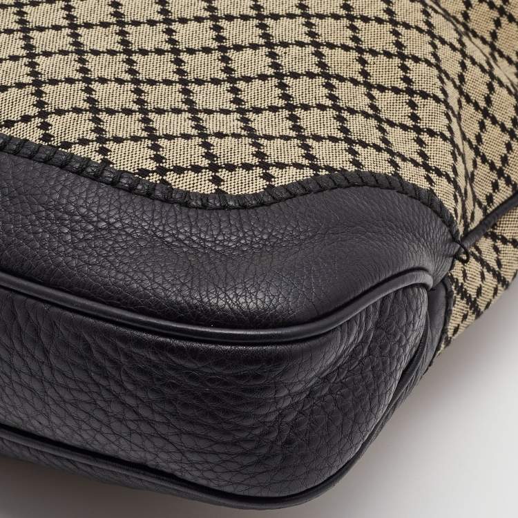 Pre Owned Gucci Black/Beige Diamante Canvas New Jackie Shoulder Bag 