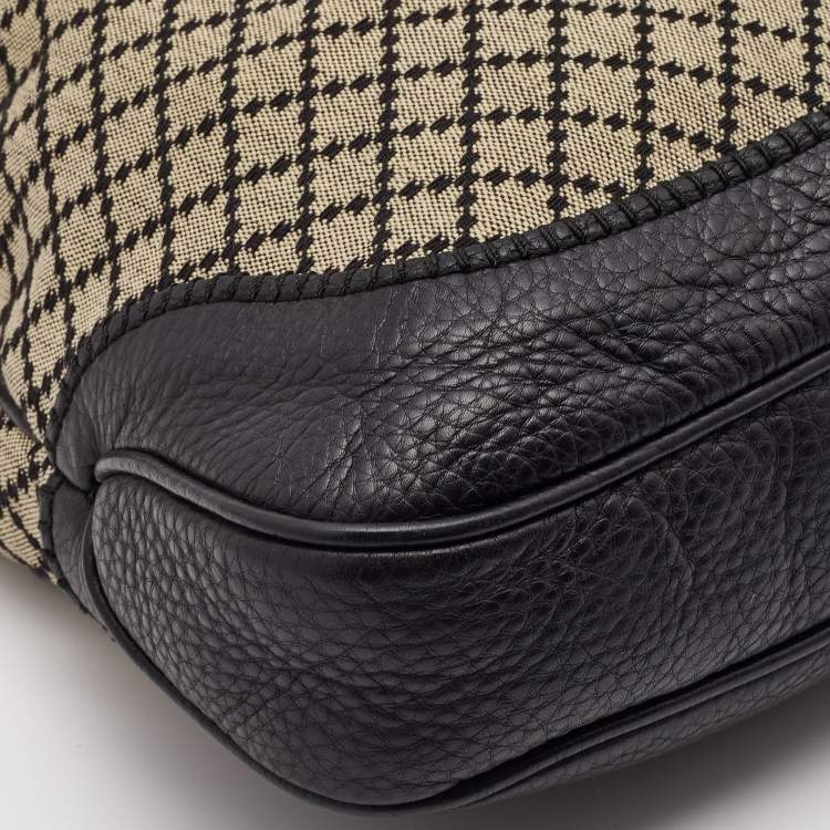 Pre Owned Gucci Black/Beige Diamante Canvas New Jackie Shoulder Bag 