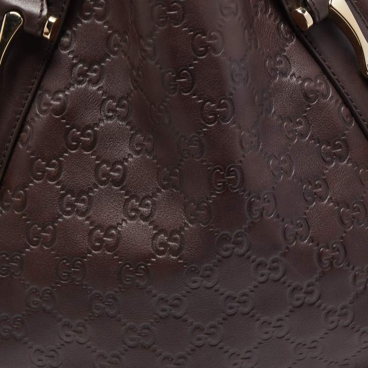 Pre Owned Gucci Dark Brown Guccissima Leather Pelham Shoulder Bag