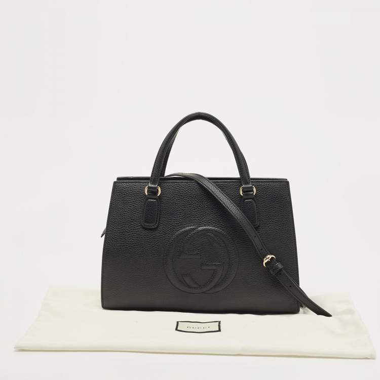 Pre Owned Gucci Black Leather Soho Top Handle Bag
