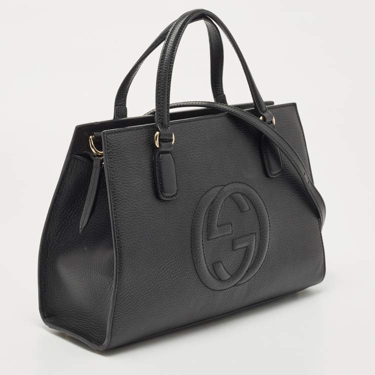 Pre Owned Gucci Black Leather Soho Top Handle Bag