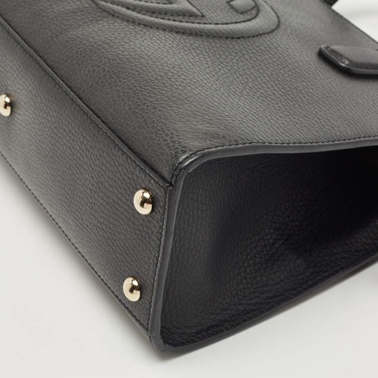 Pre Owned Gucci Black Leather Soho Top Handle Bag
