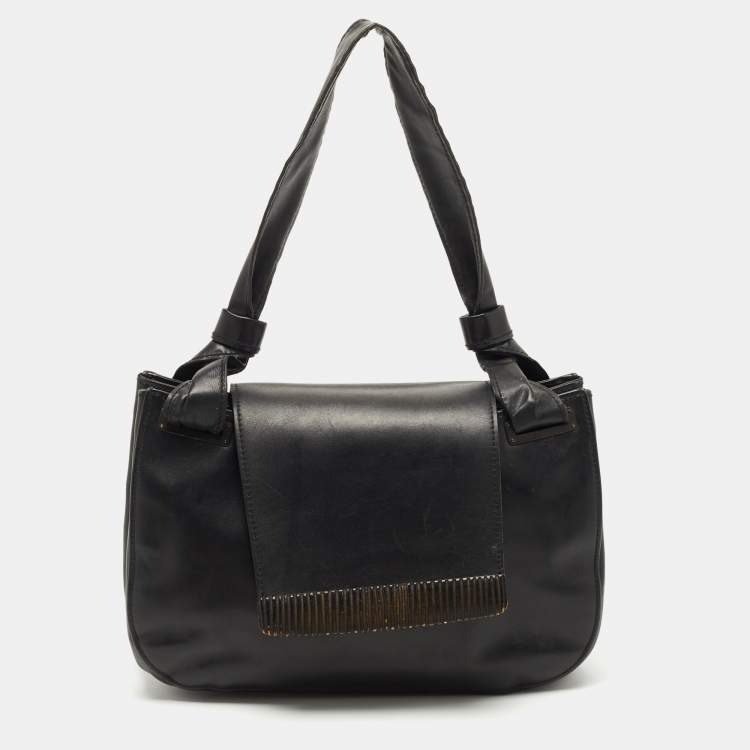 Gucci Black Leather Wood Flap Shoulder Bag Gucci | The Luxury Closet