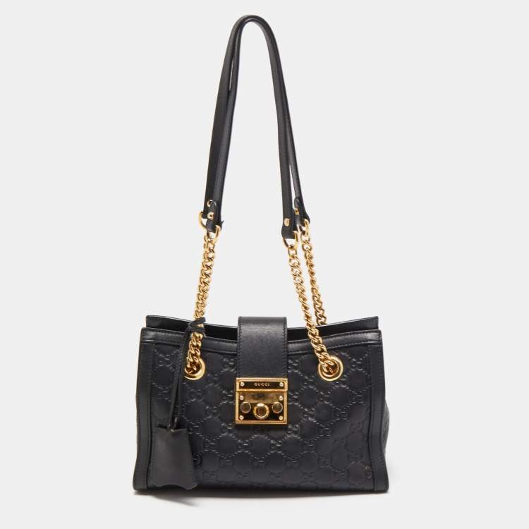 Gucci Black Guccissima Leather Small Padlock Shoulder Bag Gucci TLC