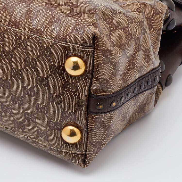 Pre Owned Gucci Beige/Ebony GG Crystal Coated Canvas Large Babouska Heart Tote