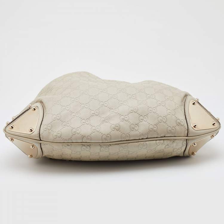 Pre Owned Gucci Cream Guccissima Leather Medium Babouska Indy Hobo
